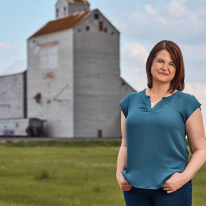 Saskatchewan NDP Leader Carla Beck pictured in the village of Lang, where she grew up. The NDP have been putting emphasis on Beck’s rural history as part of their strategy to connect with rural voters.  Photo credit Saskatchewan NDP/Facebook